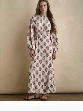 Sonmer Daniela dress Floral Maxi Dress in White & Red NWT